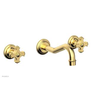 Phylrich 162-56/024 Marvelle 9 1/2" Two Cross Handle Widespread/Wall Mount Roman Tub Faucet in Satin Gold