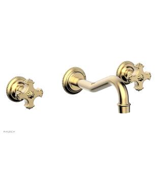 Phylrich 162-56/004 Marvelle 9 1/2" Two Cross Handle Widespread/Wall Mount Roman Tub Faucet in Satin Brass