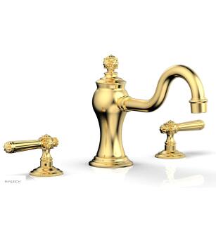 Phylrich 162-41/024 Marvelle 9" Two Lever Handle Widespread/Deck Mounted Roman Tub Faucet in Satin Gold