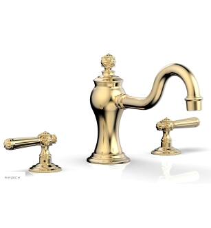 Phylrich 162-41/004 Marvelle 9" Two Lever Handle Widespread/Deck Mounted Roman Tub Faucet in Satin Brass