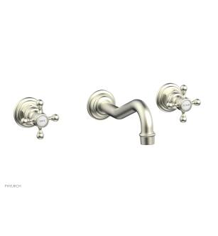 Phylrich 161-56/015 Henri 9 1/2" Two Cross Handle Widespread/Wall Mount Roman Tub Faucet in Satin Nickel