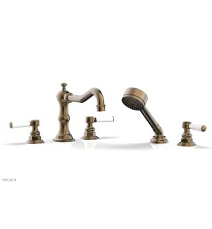 Phylrich 161-49/047 Henri 8 5/8" Three Lever Handle Widespread/Deck Mounted Roman Tub Faucet with Handshower in Brass/Antique Brass
