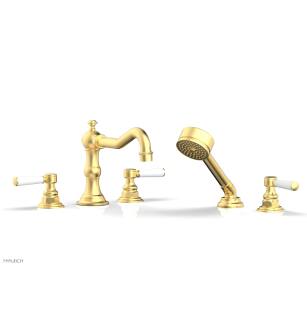 Phylrich 161-49/24B Henri 8 5/8" Three Lever Handle Widespread/Deck Mounted Roman Tub Faucet with Handshower in Burnished Gold