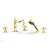 Phylrich 161-48/024 Henri 8 5/8" Three Cross Handle Widespread/Deck Mounted Roman Tub Faucet with Handshower in Satin Gold