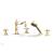 Phylrich 161-48/004 Henri 8 5/8" Three Cross Handle Widespread/Deck Mounted Roman Tub Faucet with Handshower in Satin Brass