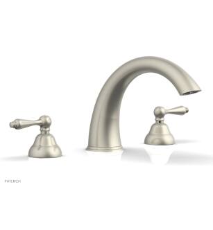 Phylrich D1200T/15B Revere & Savannah 11 1/2" Two Straight Lever Handle Widespread/Deck Mounted High Spout Roman Tub Faucet in Brushed Nickel