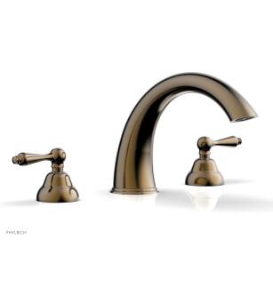 Phylrich D1200T/047 Revere & Savannah 11 1/2" Two Straight Lever Handle Widespread/Deck Mounted High Spout Roman Tub Faucet in Brass/Antique Brass
