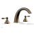 Phylrich D1200T/047 Revere & Savannah 11 1/2" Two Straight Lever Handle Widespread/Deck Mounted High Spout Roman Tub Faucet in Brass/Antique Brass