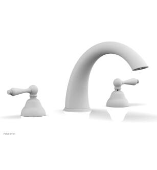 Phylrich D1200T/050 Revere & Savannah 11 1/2" Two Straight Lever Handle Widespread/Deck Mounted High Spout Roman Tub Faucet in White