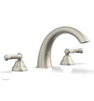 Phylrich D1202T/047 Revere & Savannah 11 3/8" Two Curved Lever Handle Widespread/Deck Mounted High Spout Roman Tub Faucet in Brushed Nickel