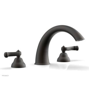 Phylrich D1202T/11B Revere & Savannah 11 3/8" Two Curved Lever Handle Widespread/Deck Mounted High Spout Roman Tub Faucet in Distressed Bronze/Oil Rubbed Bronze