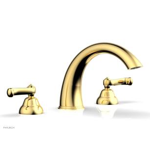 Phylrich D1202T/03U Revere & Savannah 11 3/8" Two Curved Lever Handle Widespread/Deck Mounted High Spout Roman Tub Faucet in Satin Gold