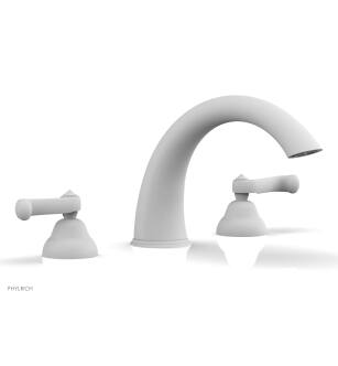 Phylrich D1202T/025 Revere & Savannah 11 3/8" Two Curved Lever Handle Widespread/Deck Mounted High Spout Roman Tub Faucet in White