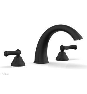 Phylrich D1202T/15B Revere & Savannah 11 3/8" Two Curved Lever Handle Widespread/Deck Mounted High Spout Roman Tub Faucet in Black