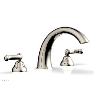 Phylrich D1202T/015 Revere & Savannah 11 3/8" Two Curved Lever Handle Widespread/Deck Mounted High Spout Roman Tub Faucet in Polished Nickel