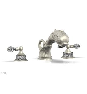 Phylrich K1184M/15B Dolphin 9" Two Cut Crystal Lever Handle Widespread/Deck Mounted Roman Tub Faucet in Brushed Nickel