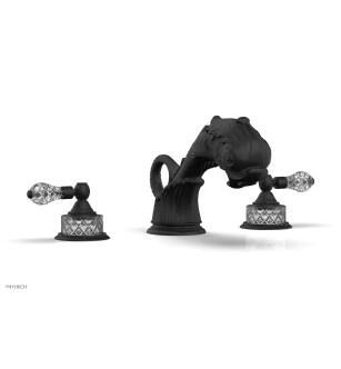 Phylrich K1184M/040 Dolphin 9" Two Cut Crystal Lever Handle Widespread/Deck Mounted Roman Tub Faucet in Black