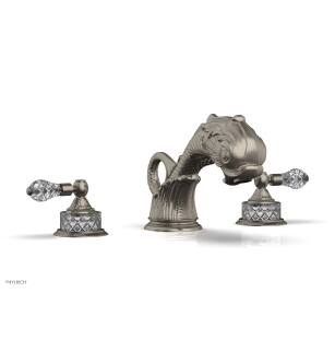 Phylrich K1184M/15A Dolphin 9" Two Cut Crystal Lever Handle Widespread/Deck Mounted Roman Tub Faucet in Pewter