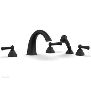 Phylrich D2202T1/040 Revere & Savannah 11 3/8" Three Curved Lever Handle Widespread/Deck Mounted High Spout Roman Tub Faucet with Handshower in Black