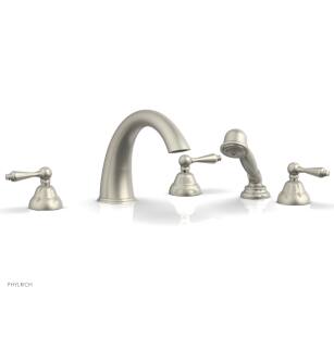 Phylrich D2200T1/15B Revere & Savannah 11 1/2" Three Straight Lever Handle Widespread/Deck Mounted High Spout Roman Tub Faucet with Handshower in Brushed Nickel