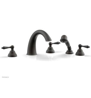 Phylrich D2200T1/10B Revere & Savannah 11 1/2" Three Straight Lever Handle Widespread/Deck Mounted High Spout Roman Tub Faucet with Handshower in Distressed Bronze/Oil Rubbed Bronze