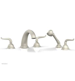 Phylrich K2141P1/15B Georgian & Barcelona 11 5/8" Three Lever Handle Widespread/Deck Mounted Roman Tub Faucet with Handshower in Brushed Nickel