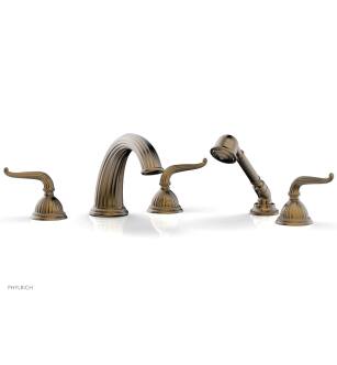 Phylrich K2141P1/047 Georgian & Barcelona 11 5/8" Three Lever Handle Widespread/Deck Mounted Roman Tub Faucet with Handshower in Brass/Antique Brass