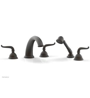 Phylrich K2141P1/10B Georgian & Barcelona 11 5/8" Three Lever Handle Widespread/Deck Mounted Roman Tub Faucet with Handshower in Distressed Bronze/Oil Rubbed Bronze