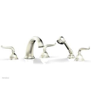 Phylrich K2141P1/015 Georgian & Barcelona 11 5/8" Three Lever Handle Widespread/Deck Mounted Roman Tub Faucet with Handshower in Satin Nickel