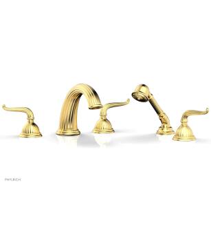 Phylrich K2141P1/024 Georgian & Barcelona 11 5/8" Three Lever Handle Widespread/Deck Mounted Roman Tub Faucet with Handshower in Satin Gold