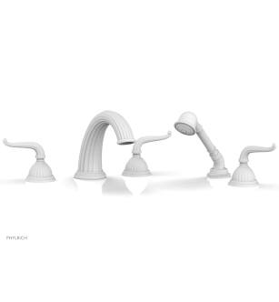 Phylrich K2141P1/050 Georgian & Barcelona 11 5/8" Three Lever Handle Widespread/Deck Mounted Roman Tub Faucet with Handshower in White