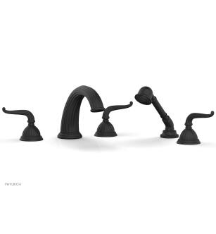 Phylrich K2141P1/040 Georgian & Barcelona 11 5/8" Three Lever Handle Widespread/Deck Mounted Roman Tub Faucet with Handshower in Black
