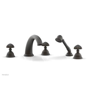 Phylrich K2361P1/10B Georgian & Barcelona 12" Three Round Handle Widespread/Deck Mounted Roman Tub Faucet with Handshower in Distressed Bronze/Oil Rubbed Bronze