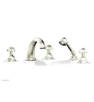 Phylrich K2361P1/015 Georgian & Barcelona 12" Three Round Handle Widespread/Deck Mounted Roman Tub Faucet with Handshower in Satin Nickel