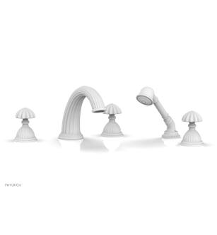 Phylrich K2361P1/050 Georgian & Barcelona 12" Three Round Handle Widespread/Deck Mounted Roman Tub Faucet with Handshower in White
