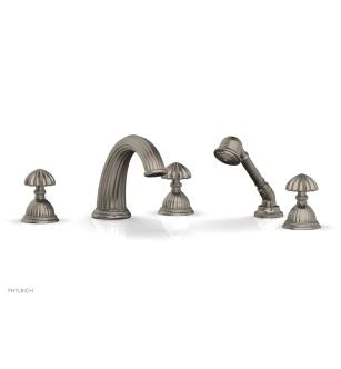 Phylrich K2361P1/15A Georgian & Barcelona 12" Three Round Handle Widespread/Deck Mounted Roman Tub Faucet with Handshower in Pewter