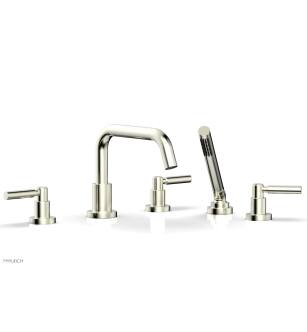 Phylrich D2132D1/015 Basic 10 5/8" Three Lever Handle Widespread/Deck Mounted Low Spout Roman Tub Faucet with Handshower in Satin Nickel