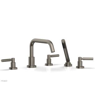 Phylrich D2132D1/15A Basic 10 5/8" Three Lever Handle Widespread/Deck Mounted Low Spout Roman Tub Faucet with Handshower in Pewter