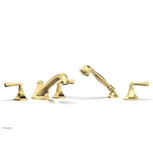 Phylrich K2170V1/024 Le Verre & La Crosse 12" Three Lever Handle Widespread/Deck Mounted Roman Tub Faucet with Handshower in Satin Gold