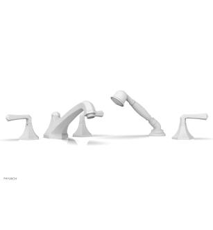 Phylrich K2170V1/050 Le Verre & La Crosse 12" Three Lever Handle Widespread/Deck Mounted Roman Tub Faucet with Handshower in White
