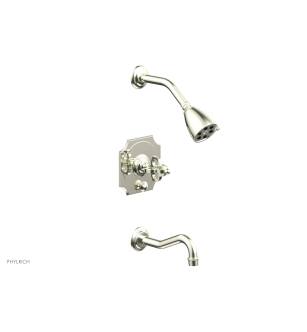 Phylrich 163-26/15B Couronne Cross Handle Pressure Balance Tub and Shower Set in Brushed Nickel