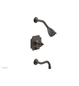 Phylrich 163-26/10B Couronne Cross Handle Pressure Balance Tub and Shower Set in Distressed Bronze/Oil Rubbed Bronze