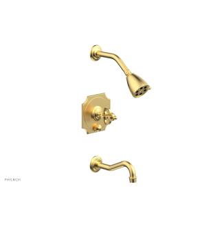 Phylrich 163-26/24B Couronne Cross Handle Pressure Balance Tub and Shower Set in Gold