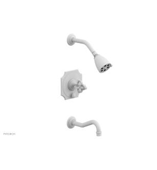 Phylrich 163-26/050 Couronne Cross Handle Pressure Balance Tub and Shower Set in White