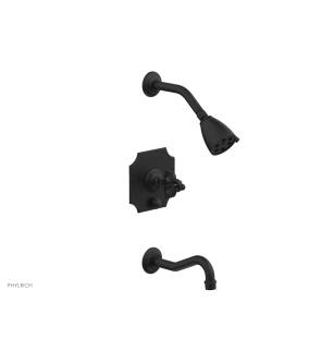 Phylrich 163-26/040 Couronne Cross Handle Pressure Balance Tub and Shower Set in Black