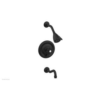 Phylrich 161-26/040 Henri Cross Handle Pressure Balance Tub and Shower Set with Round Trim in Black