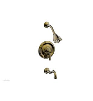 Phylrich 161-27/047 Henri Lever Handle Pressure Balance Tub and Shower Set with Round Trim in Brass/Antique Brass