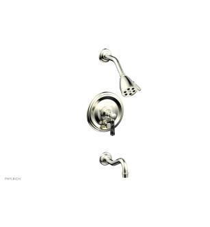 Phylrich 161-28/015 Henri Marble Lever Handle Pressure Balance Tub and Shower Set with Round Trim in Satin Nickel