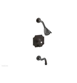 Phylrich 161-29/10B Henri Cross Handle Pressure Balance Tub and Shower Set with Scalloped Trim in Distressed Bronze/Oil Rubbed Bronze