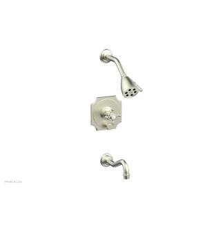 Phylrich 161-29/015 Henri Cross Handle Pressure Balance Tub and Shower Set with Scalloped Trim in Satin Nickel